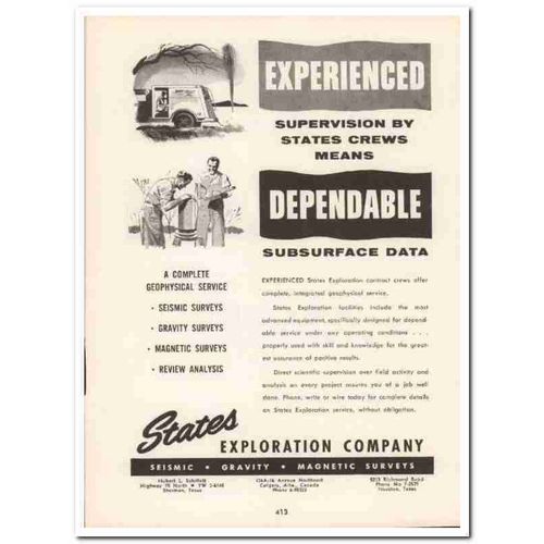 states exploration company 1958 geophysical service gas oil vintage ad