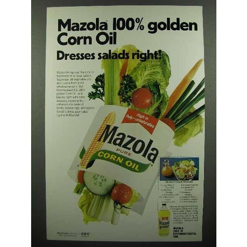 1972 Mazola Corn Oil Ad - Dresses Salads Right!