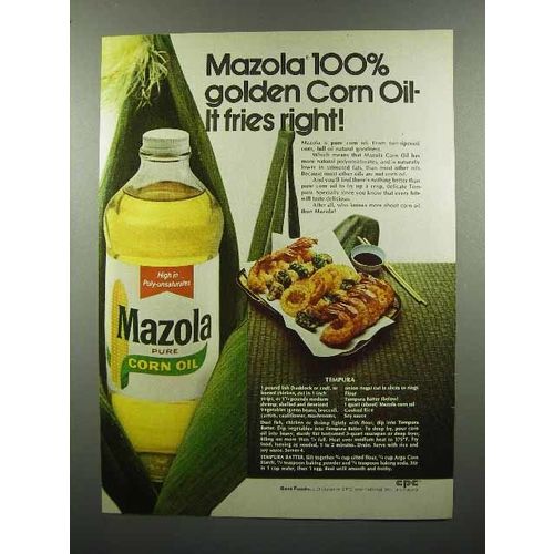 1972 Mazola Corn Oil Ad - It Fries Right!
