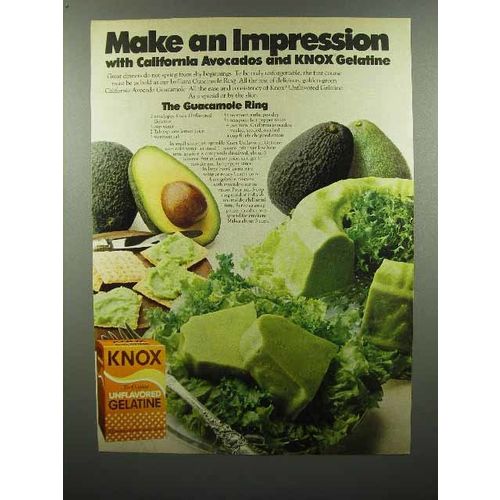 1980 Knox Gelatine Ad - Avocados, Guacamole Ring