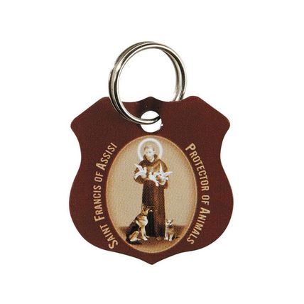 St. Francis of Assisi Brown Pet Collar Medal with two FREE Prayer Cards