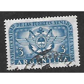 ARGENTINA REP 1955 ARMED FORCES 3p BLUE FORCES EMBLEM SG882 FINE USED