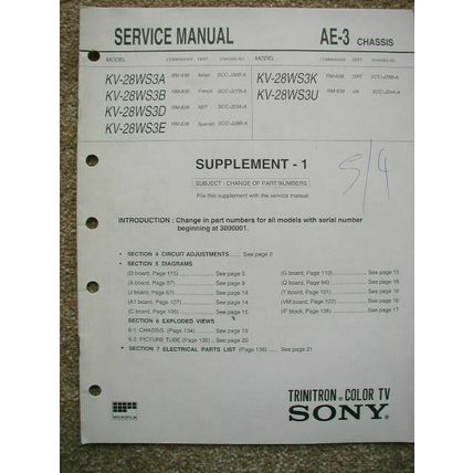 Sony KV-28WS3A Supplement Supplement 1