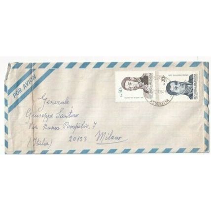 Argentina 1984 Sucursal to Milan Italy Airmail cover written VGC