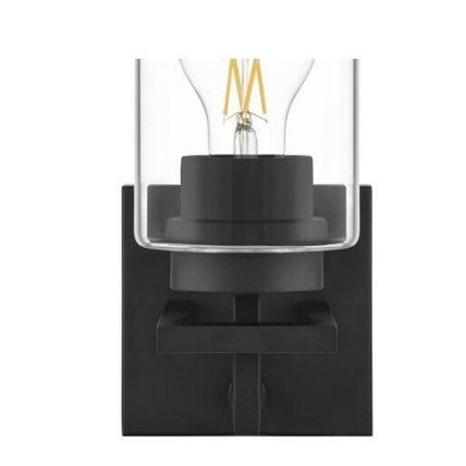 H B Westerling 1-Lt Matte Black Indoor Wall Sconce Light Fixture w/ Clear Glass