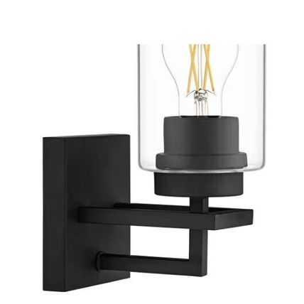 H B Westerling 1-Lt Matte Black Indoor Wall Sconce Light Fixture w/ Clear Glass
