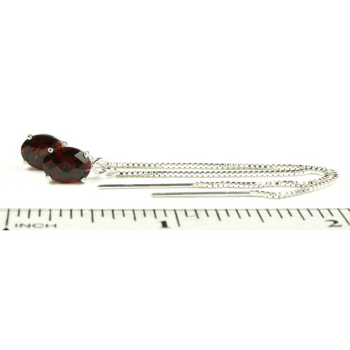 Mozambique Garnet, 925 Sterling Silver Threader Earrings, SE003