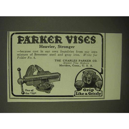 1922 Parker Vises Ad - Heavier, Stronger