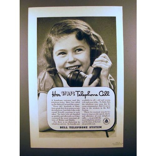 1937 Bell Telephone Ad - Her First Telephone Call!