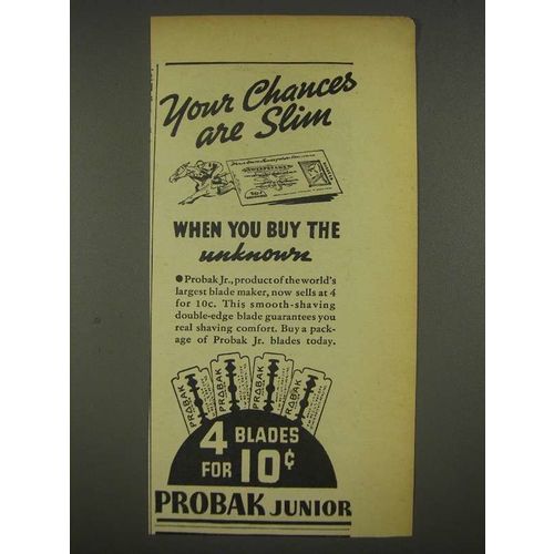 1936 Probak Junior Blades Ad - Your Chances Are Slim