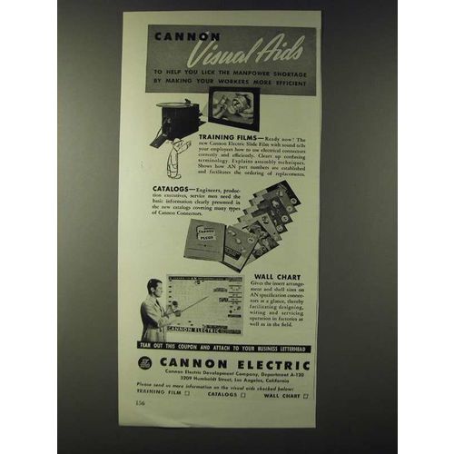 1943 Cannon Electric Ad - Visual Aids to help you lick the manpower Shortage