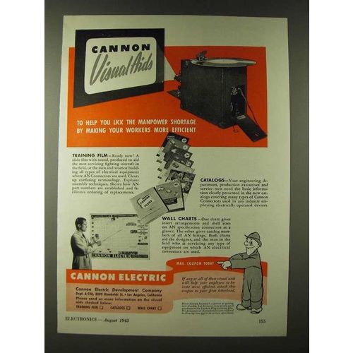 1943 Cannon Electric Deveolpment Company Ad - Cannon Visual Aids to help you