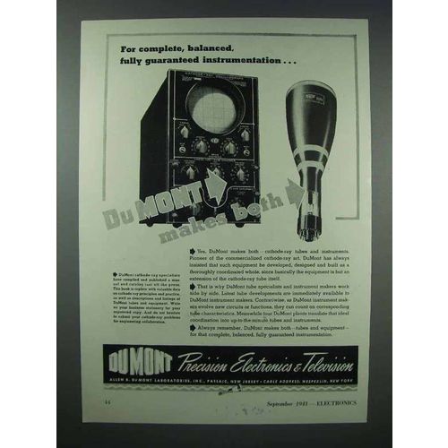 1943 DuMont Cathode Ray Tubes and Instruments Ad