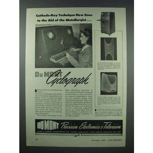 1943 DuMont Cyclograph Ad - Aid of the Metallurgist