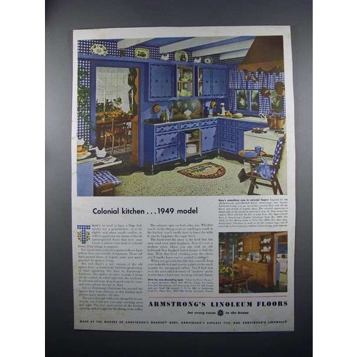 1949 Armstrong Linoleum Floors Ad - Colonial Kitchen