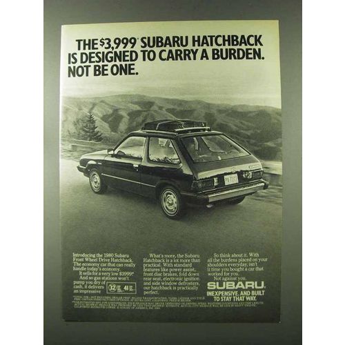 1980 Subaru Hatchback Ad - Carry A Burden