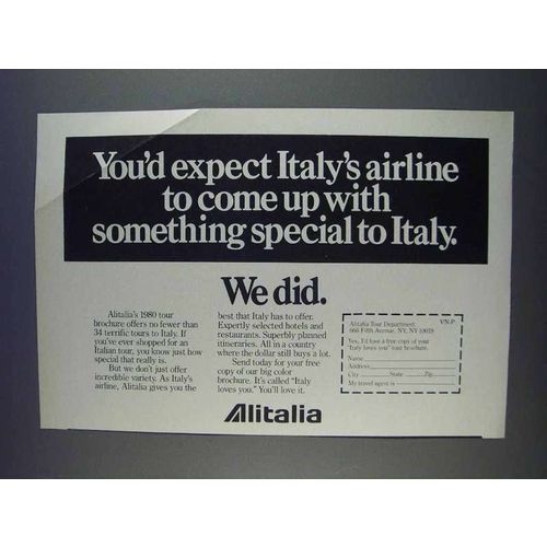1980 Alitalia Airlines Ad - You'd Expect Special