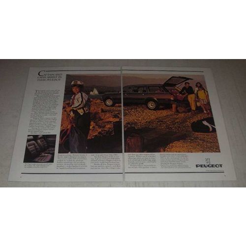 1985 Peugeot 505S Wagon Ad - Captain and crew arrive in their Peugeot