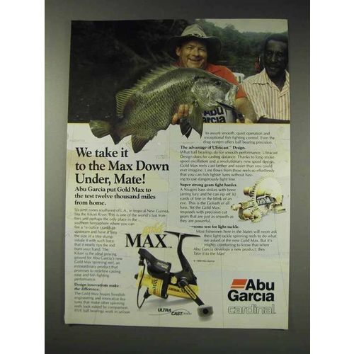 1991 Abu Garcia Cardinal Gold Max Reel Ad - Down Under