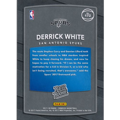 2017-18 Donruss Rated Rookie 172 Derrick White RC San Antonio Spurs