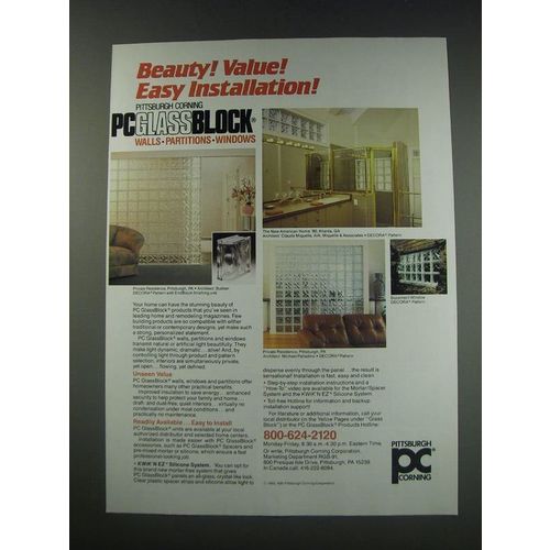 1991 Pittsburgh Corning PC Glassblock Ad - Beauty! Value! Easy Installation!