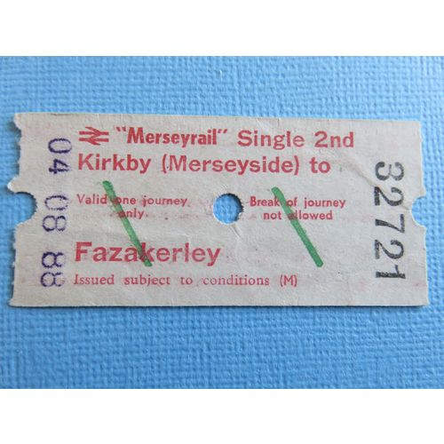 BR Merseyrail Kirkby-Fazakerley 2nd Single Ticket
