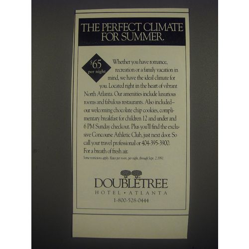 1991 Doubletree Hotel Atlanta, GA Ad - The perfect climate for summer