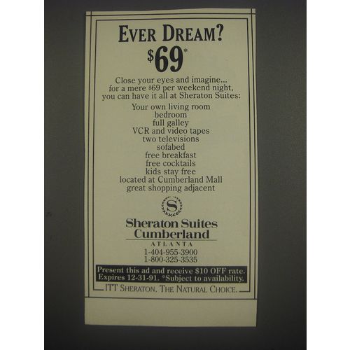 1991 Sheraton Suites Cumberland, Atlanta, GA Ad - Ever Dream? $69