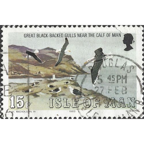 ISLE O MAN, BIRD, Great Black-backed Gull, Calf of Man, , grey 1983, 15p, #3