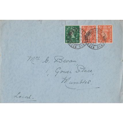 GB 1953 cover Swansea with GVI & Elizabeth II stamps