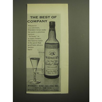 1959 Widmer's Cocktail Sherry Ad - The best of company