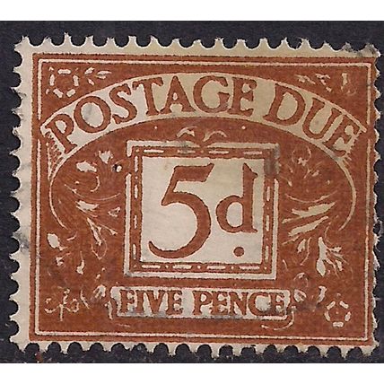 GB 1959 - 63 QE2 5d Yellow Brown Postage Due used SG D62 ( M1075 )