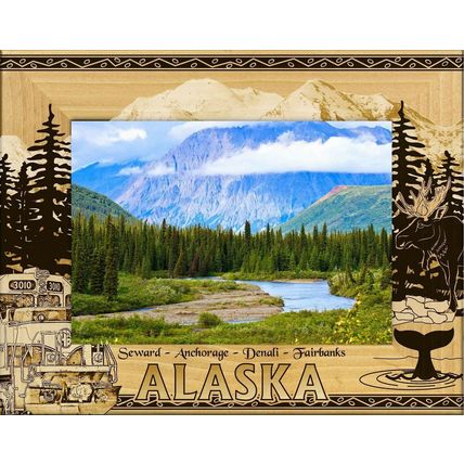 Alaska Cities Laser Engraved Wood Picture Frame Landscape (4 x 6)
