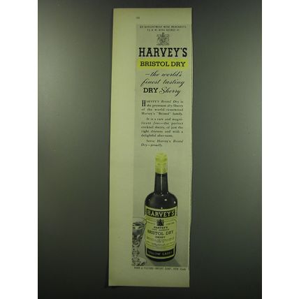 1949 Harvey's Bristol Dry Sherry Ad - The world's finest tasting dry sherry