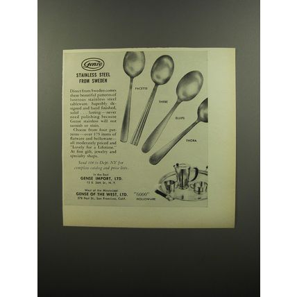 1953 Gense Stainless Steel Tableware Advertisement