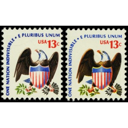 1596b, MNH 13¢ With Yellow Color Omitted ERROR Stamp With Normal - Stuart Katz