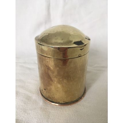 Vintage Solid Brass Lidded Canister Or Caddy Storage Jar Ammunition Appearance