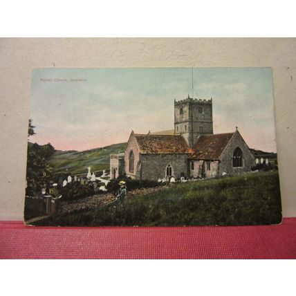 PARISH CHURCH, CLEVEDON, SOMERSET used antique postcard C A Lovegrove 1910 pm =