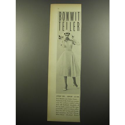 1955 Bonwit Teller Town & Country Dress Ad - Step in.. Spin