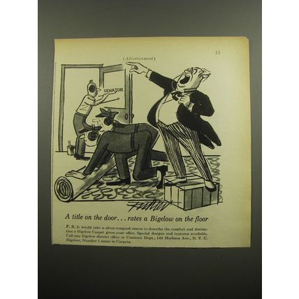 1955 Bigelow Carpets Advertisement - A title on door rates Bigelow on the floor