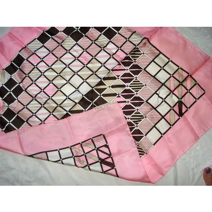 Rudolf Brauchbar Vintage 60s Silk Rolled Abstract PINK silver Multi Mint Scarf