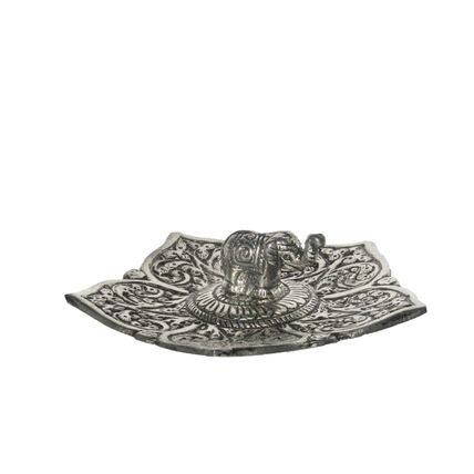 Lotus Flower & Elephant Aluminium Ash Catcher for Sticks and Cones 12cm CL39