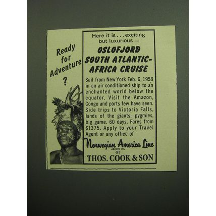 1957 Thos. Cook & Son Norwegian America Line Cruise Ad - Here it is