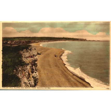 Galley Hill, Cliffs & Beach, Bexhill on Sea, Sussex, England, 1956, Postcard