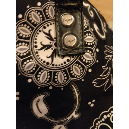 Thirty One Medallion Paisley Black White Floral XLarge Shoulder Bag Tote