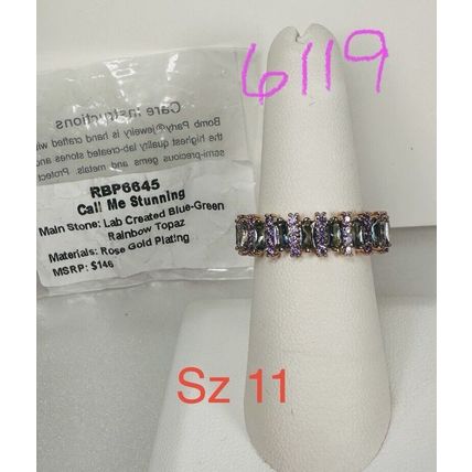 NIB Bomb Party Sz11 BP Ring RBP6645 Call Me Stunning LC Blue/Green Rainbow Topaz