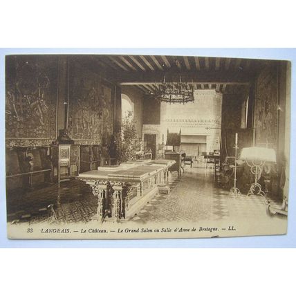 vintage postcard Langeais Chateau Grand Saloon