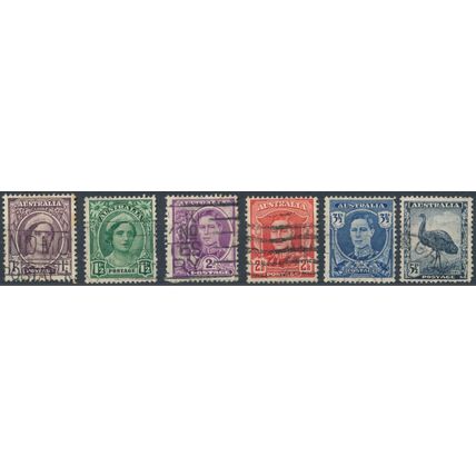 KGVI Definitive - Australia 1942/44 - FH - SG 203/8 (C)