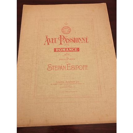 Aveu Passionne Sheet Music Romance. 1906. Stephan Esipoff