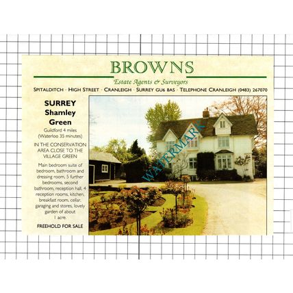 Shamley Green Surrey House Sale Advert- 1991 Cutting